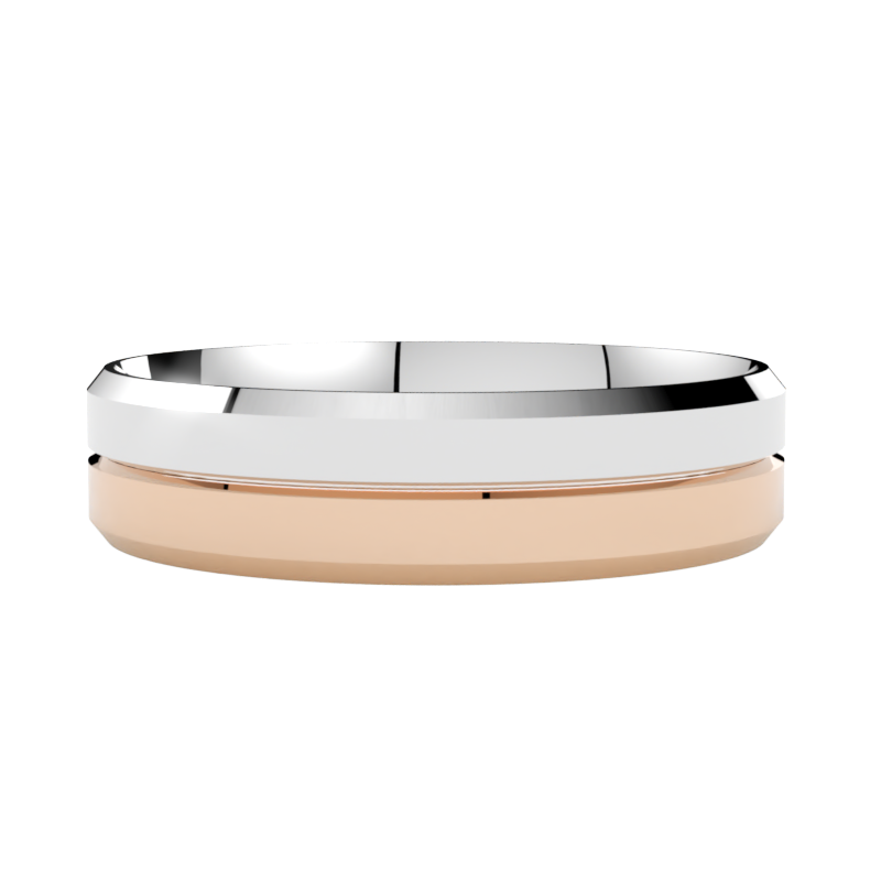 Fazowana obrączka ślubna ze złota białego i różowego 585